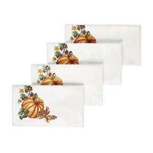 4 new Autumn Medley 60% Cotton Table Napkins w/ Pumpkins for Thanksgiving decor